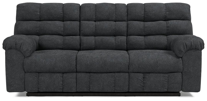 Wilhurst Reclining Sofa with Drop Down Table 5540389 Blue Contemporary Motion Sectionals By Ashley - sofafair.com