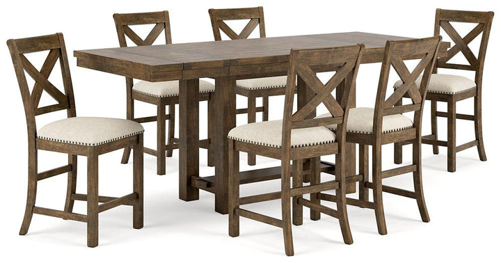 Moriville Counter Height Dining Table and 6 Barstools D631D10 Brown/Beige Casual Dining Package By Ashley - sofafair.com