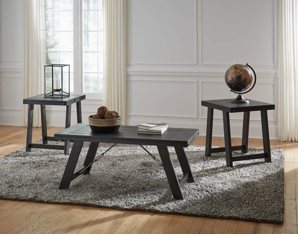 Noorbrook Table (Set of 3) T351-13 Black/Gray Casual 3 Pack By Ashley - sofafair.com