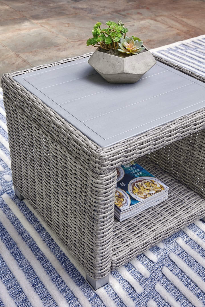 P439-702 Black/Gray Casual Naples Beach Outdoor End Table By Ashley - sofafair.com