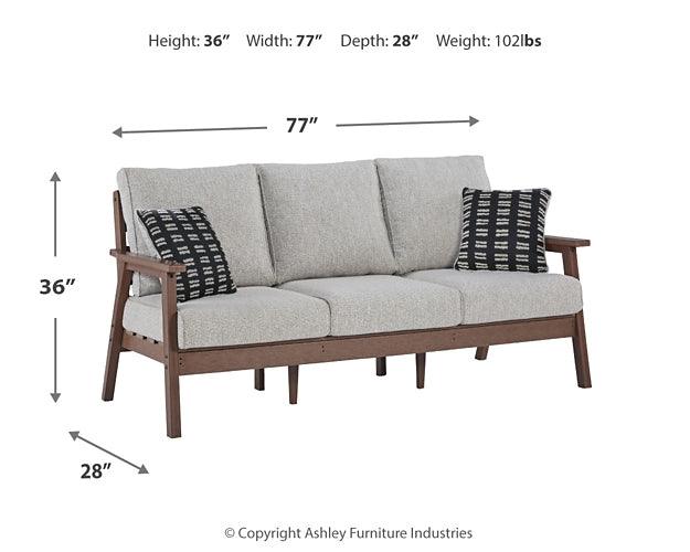 P420-838 Brown/Beige Casual Emmeline Outdoor Sofa with Cushion By Ashley - sofafair.com