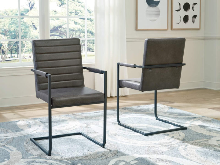 Strumford Dining Arm Chair D449-02A Black/Gray Contemporary Dining Chair By Ashley - sofafair.com