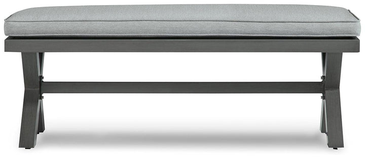 Elite Park Outdoor Bench with Cushion P518-600 Black/Gray Casual Outdoor Dining Bench By Ashley - sofafair.com