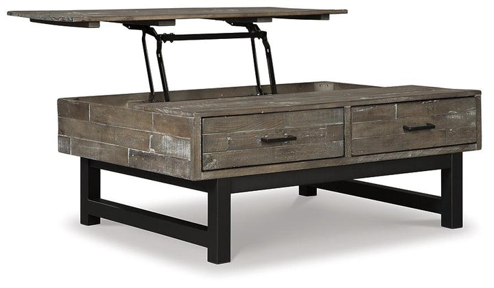 Mondoro Coffee Table with Lift Top T891-9 Black/Gray Contemporary Cocktail Table Lift By Ashley - sofafair.com