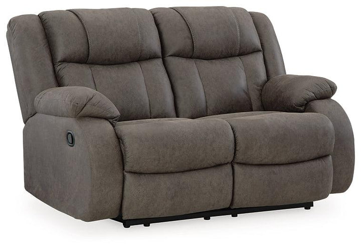 First Base Reclining Loveseat 6880486 Black/Gray Contemporary Motion Upholstery By Ashley - sofafair.com
