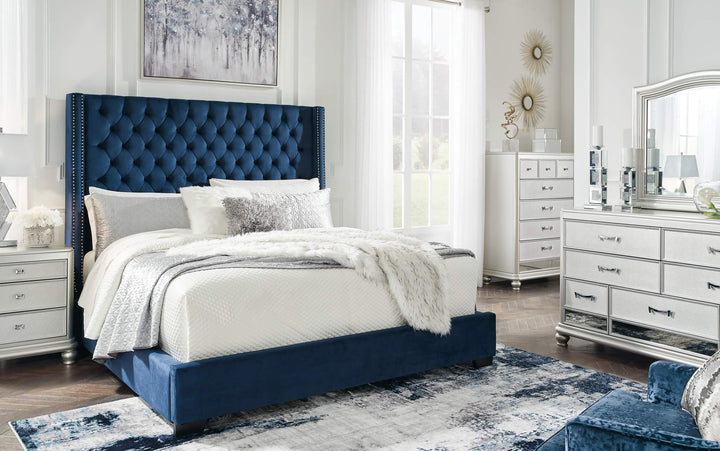 Coralayne Queen Upholstered Bed B650B23 Blue Traditional Master Beds By Ashley - sofafair.com