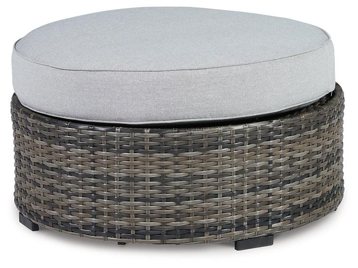 Harbor Court Ottoman with Cushion P459-814 Black/Gray Casual Outdoor Ottoman By Ashley - sofafair.com