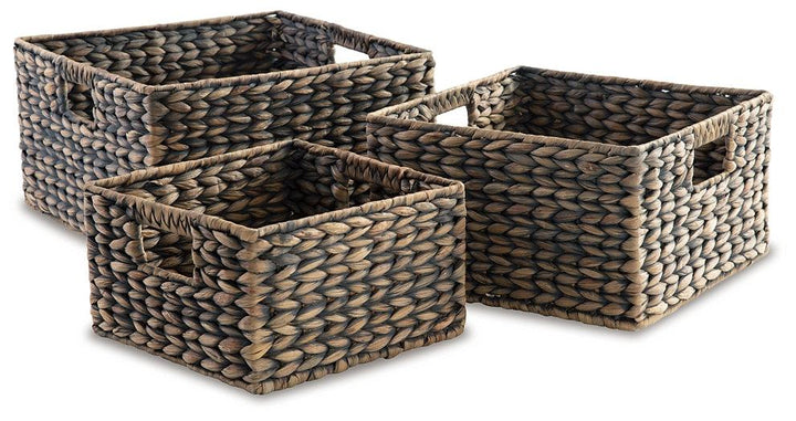 Elian Basket (Set of 3) A2000469 Black/Gray Casual Table Top Sets By Ashley - sofafair.com