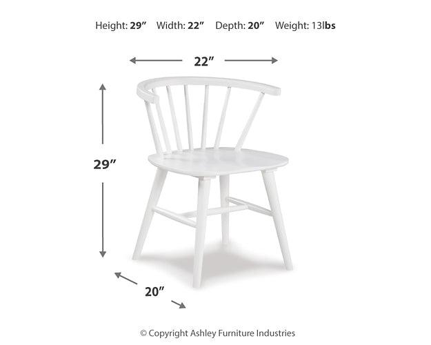 D407-01X2 White Contemporary Grannen Dining Chair (Set of 2) By Ashley - sofafair.com