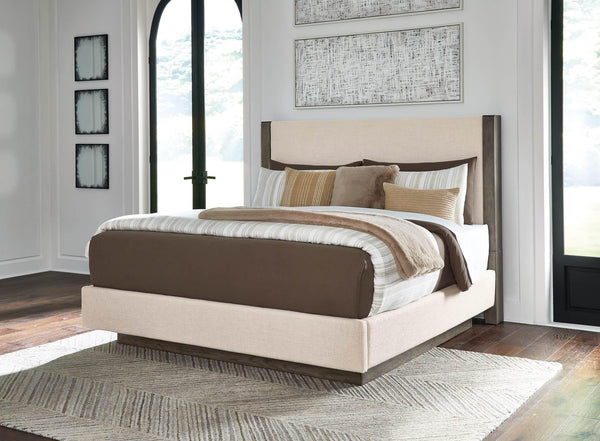 Anibecca Queen Upholstered Panel Bed B970B2 Black/Gray Contemporary Master Beds By Ashley - sofafair.com