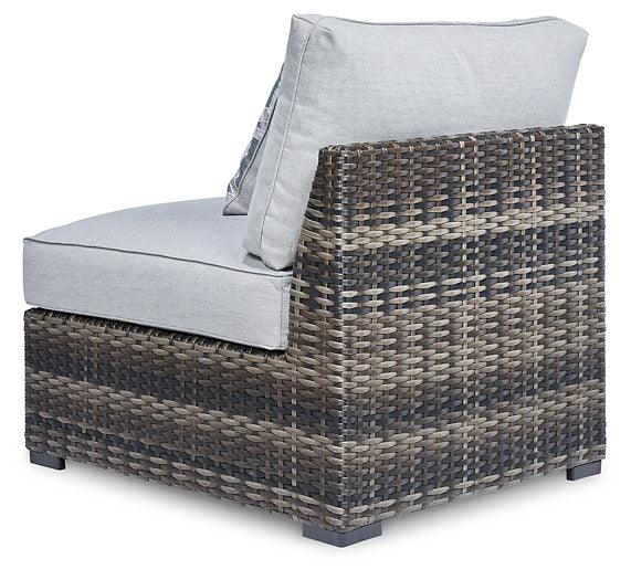 Harbor Court Armless Chair with Cushion (Set of 2) P459-846 Black/Gray Casual Outdoor Lounge Chair By Ashley - sofafair.com