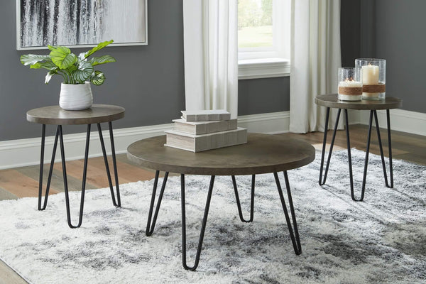 Hadasky Table (Set of 3) T144-13 Black/Gray Contemporary 3 Pack By Ashley - sofafair.com