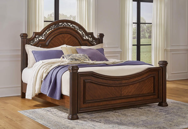 Lavinton Queen Poster Bed B764B5 Brown/Beige Traditional Master Beds By Ashley - sofafair.com