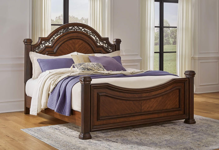 Lavinton Queen Poster Bed B764B5 Brown/Beige Traditional Master Beds By Ashley - sofafair.com