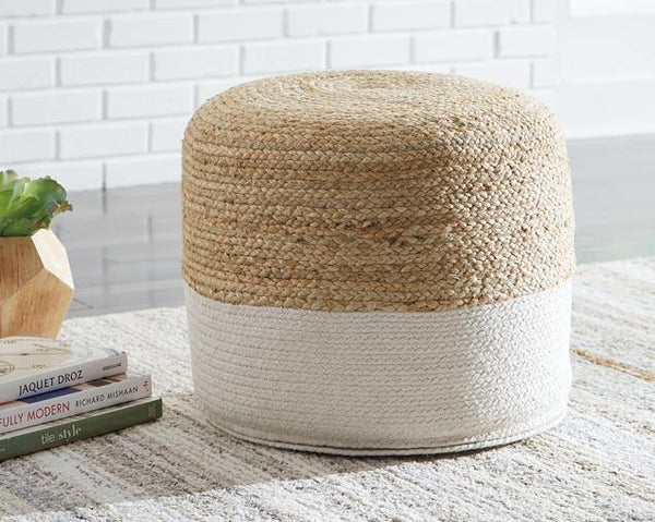Sweed Valley Pouf A1000420 Natural/White Casual Living Room Basic Textiles By AFI - sofafair.com