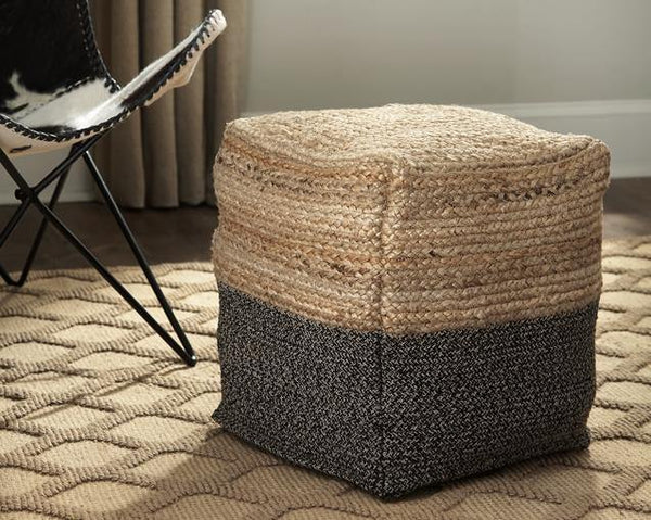 Sweed Valley Pouf A1000422 Natural/Black Casual Living Room Basic Textiles By AFI - sofafair.com