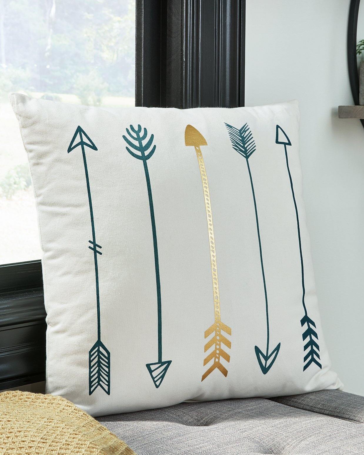 Gyldan Pillow Set of 4 A1000994 White/Teal/Gold Casual living room basic textile By ashley - sofafair.com