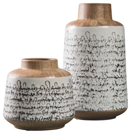 Meghan Vase Set of 2 A2000127 Tan/Black Casual Vases By AFI - sofafair.com