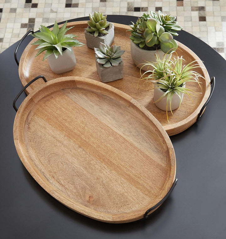 Jocelyne Tray Set of 2 A2000455 Brown/Black Casual Decorative Oversize Accents By AFI - sofafair.com