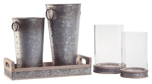 Donae Accessory Set Set of 5 A2C00052 Natural/Gray Casual Table Top Sets By AFI - sofafair.com