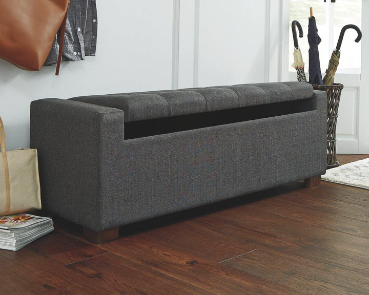 Cortwell Storage Bench A3000224 Gray Casual Stationary Upholstery Accents By AFI - sofafair.com