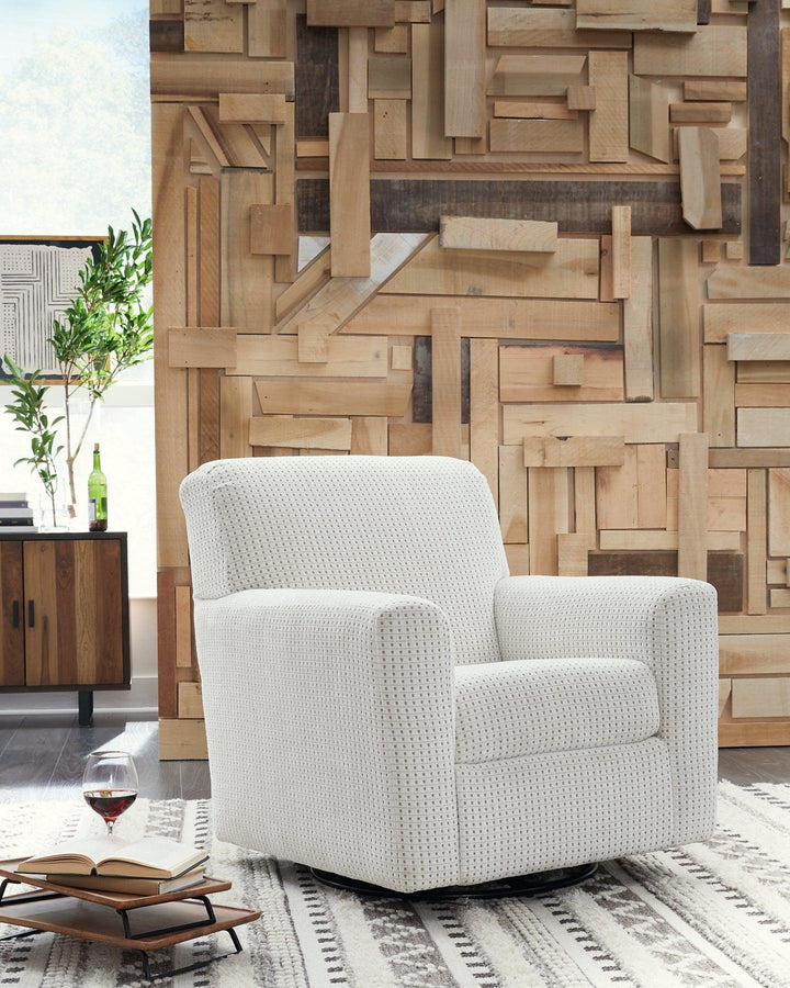 Herstow Swivel Glider Accent Chair A3000365 Ivory Contemporary Motion Upholstery By AFI - sofafair.com