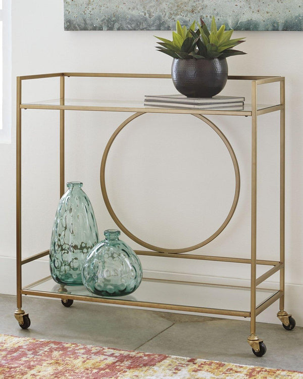 Jackford Bar Cart A4000165 Antique Gold Finish Contemporary Kitchen/Dining Storage By AFI - sofafair.com