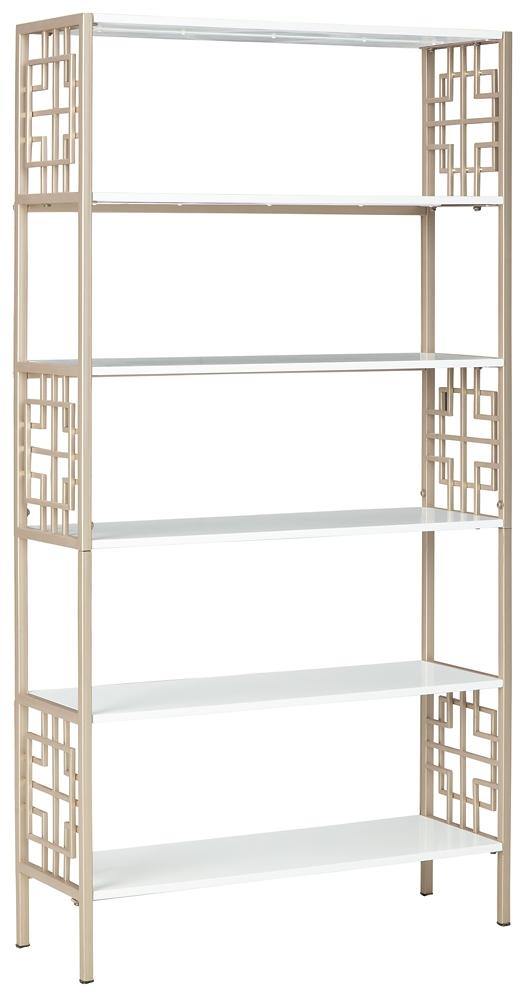 Glenstone Bookcase A4000174 Champagne/White Contemporary Stationary Upholstery Accents By AFI - sofafair.com
