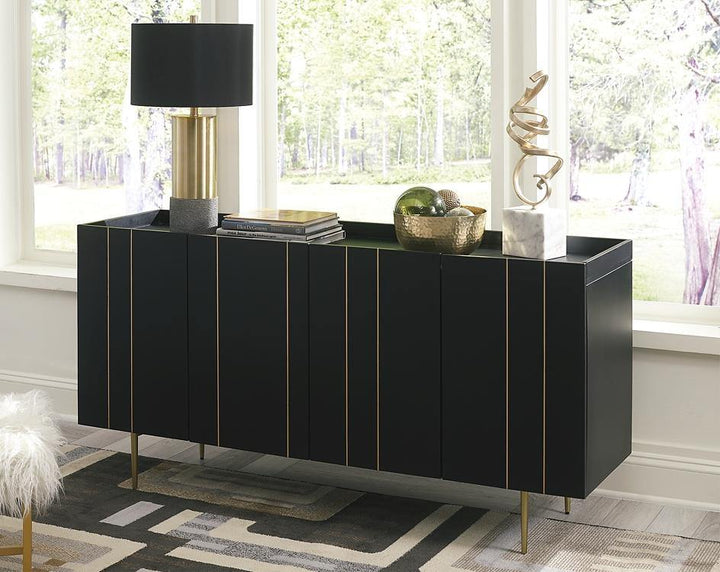 Brentburn Accent Cabinet A4000260 Black/Gold Finish Contemporary Multi-Room Storage By AFI - sofafair.com