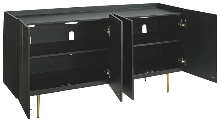 Brentburn Accent Cabinet A4000260 Black/Gold Finish Contemporary Multi-Room Storage By AFI - sofafair.com