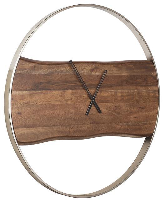 Panchali Wall Clock A8010198 Brown/Silver Finish Casual Wall Clocks By AFI - sofafair.com