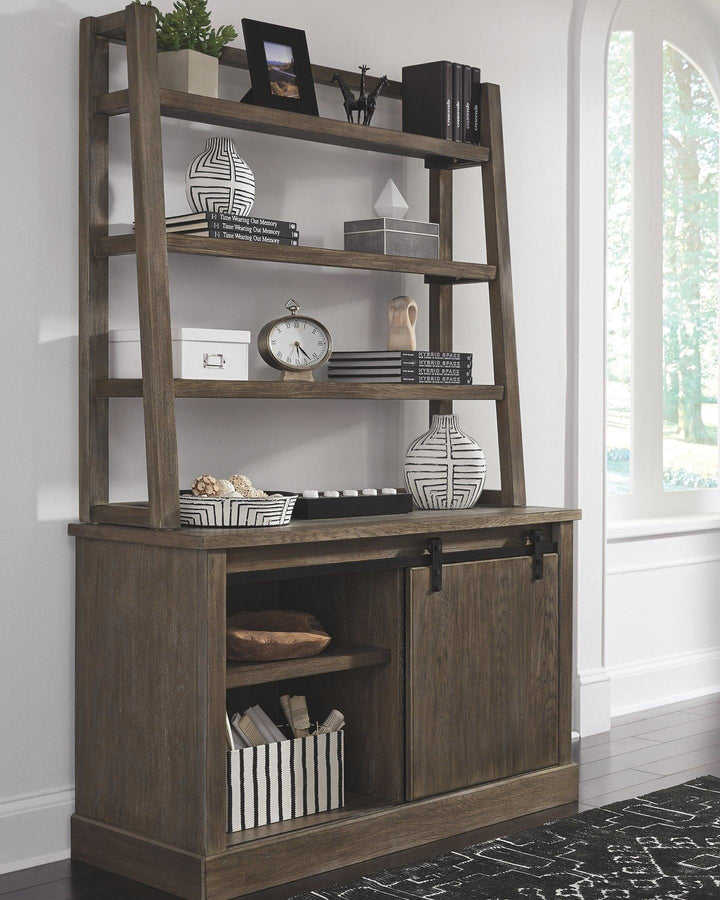 Luxenford 2Piece Home Office Credenza with Hutch H741H1 Grayish Brown Casual Desks By AFI - sofafair.com