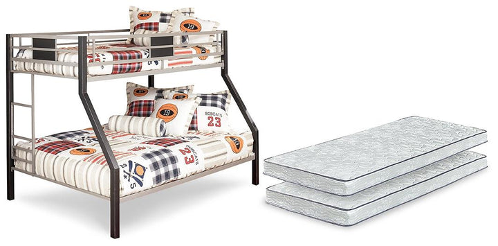 Dinsmore Bunk Bed and Mattress Set B106B4 Black/Gray Contemporary Bedroom Package By AFI - sofafair.com