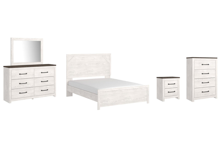 Gerridan Queen Panel Bed with Dresser and Mirror, Chest and Nightstand B1190B14 White/Gray Casual Bedroom Package By AFI - sofafair.com