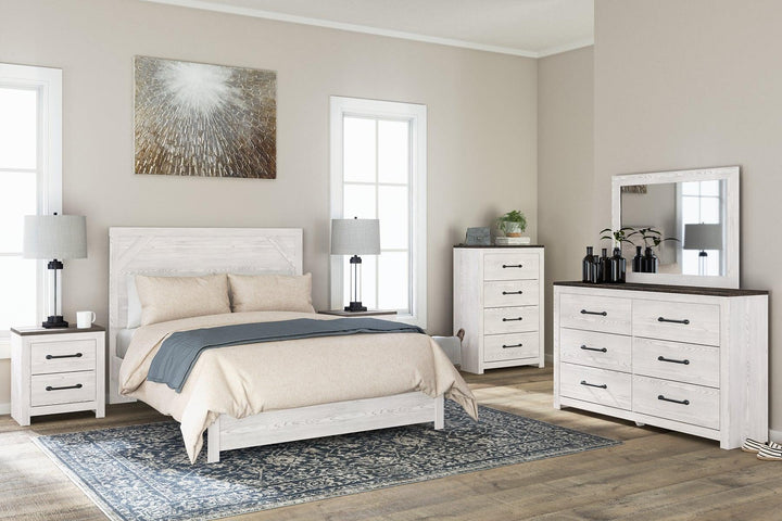 Gerridan Queen Panel Bed with Dresser and Mirror, Chest and Nightstand B1190B14 White/Gray Casual Bedroom Package By AFI - sofafair.com
