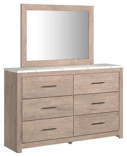 Senniberg Dresser and Mirror B1191B1 Light Brown/White Casual Master Bed Cases By AFI - sofafair.com