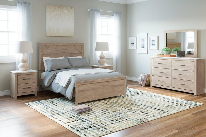 Senniberg Dresser and Mirror B1191B1 Light Brown/White Casual Master Bed Cases By AFI - sofafair.com