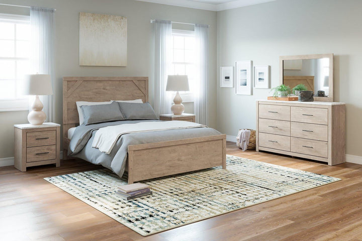 Senniberg Dresser and Mirror B1191B1 Light Brown/White Casual Master Bed Cases By AFI - sofafair.com