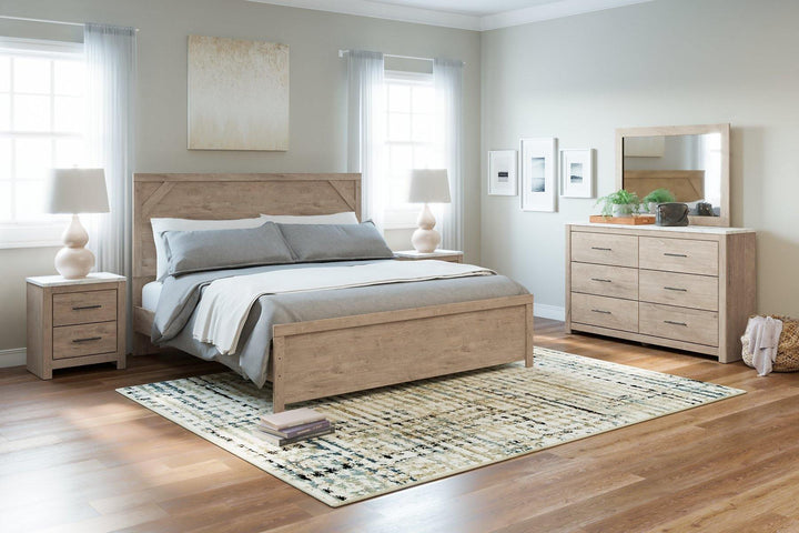 Senniberg Dresser and Mirror B1191B1 Light Brown/White Casual Master Bed Cases By AFI - sofafair.com