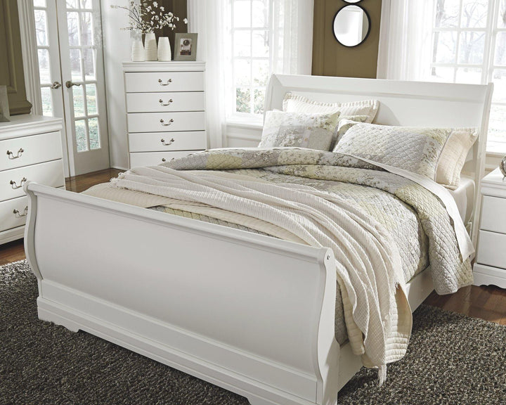 Anarasia Queen Sleigh Bed B129B4 White Traditional Master Beds By AFI - sofafair.com
