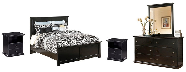 Maribel Queen Panel Bed with Dresser, Mirror and 2 Nightstands B138B23 Black Casual Bedroom Package By AFI - sofafair.com
