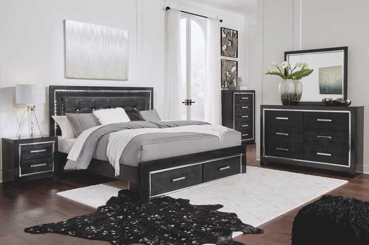 Kaydell King Upholstered Panel Bed with Storage B1420B7 Black Contemporary Master Beds By AFI - sofafair.com