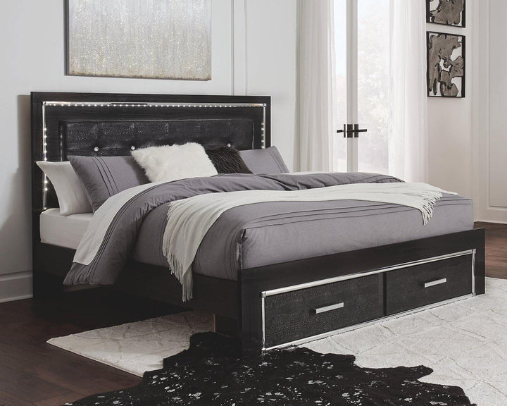 Kaydell King Upholstered Panel Bed with Storage B1420B7 Black Contemporary Master Beds By AFI - sofafair.com