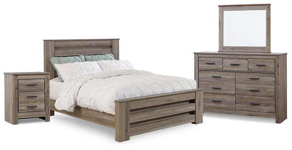 Zelen Queen Panel Bed, Dresser, Mirror and Nightstand B248B8 Warm Gray Casual Bedroom Package By AFI - sofafair.com