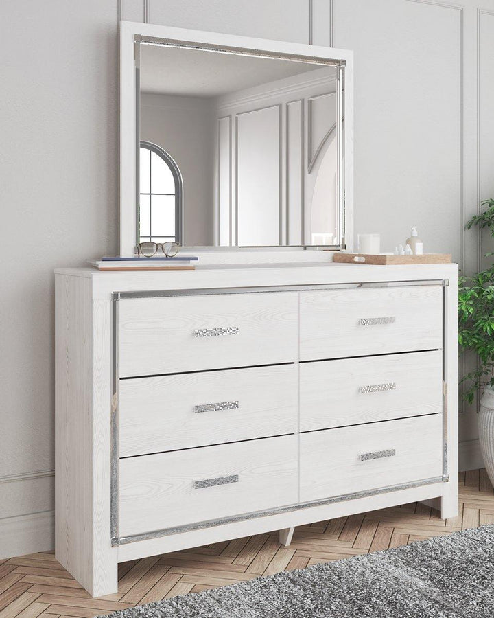 Altyra Dresser and Mirror B2640B1 White Contemporary Master Bed Cases By AFI - sofafair.com