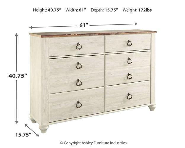 Willowton Dresser B267-31 Two-tone Casual Master Bed Cases By AFI - sofafair.com