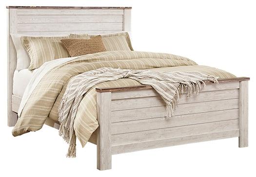 Willowton Queen Panel Bed, Dresser, Mirror, Chest and 2 Nightstands B267B34 Whitewash Casual Bedroom Package By AFI - sofafair.com