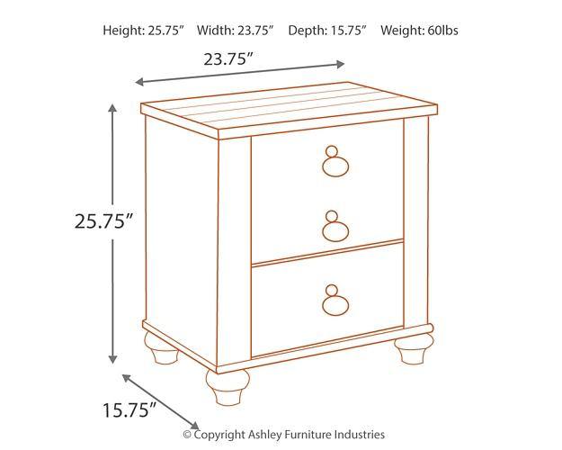 Willowton Nightstand B267-92 Two-tone Casual Master Bed Cases By AFI - sofafair.com