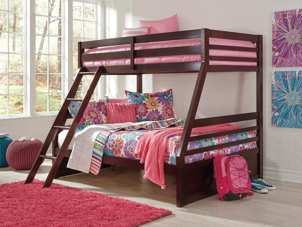 Halanton Twin over Full Bunk Bed with Mattresses B328B4 Dark Brown Contemporary Bedroom Package By AFI - sofafair.com