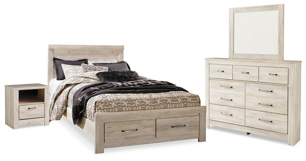 Bellaby Queen Panel Storage Bed, Dresser, Mirror and Nightstand B331B11 Whitewash Casual Bedroom Package By AFI - sofafair.com
